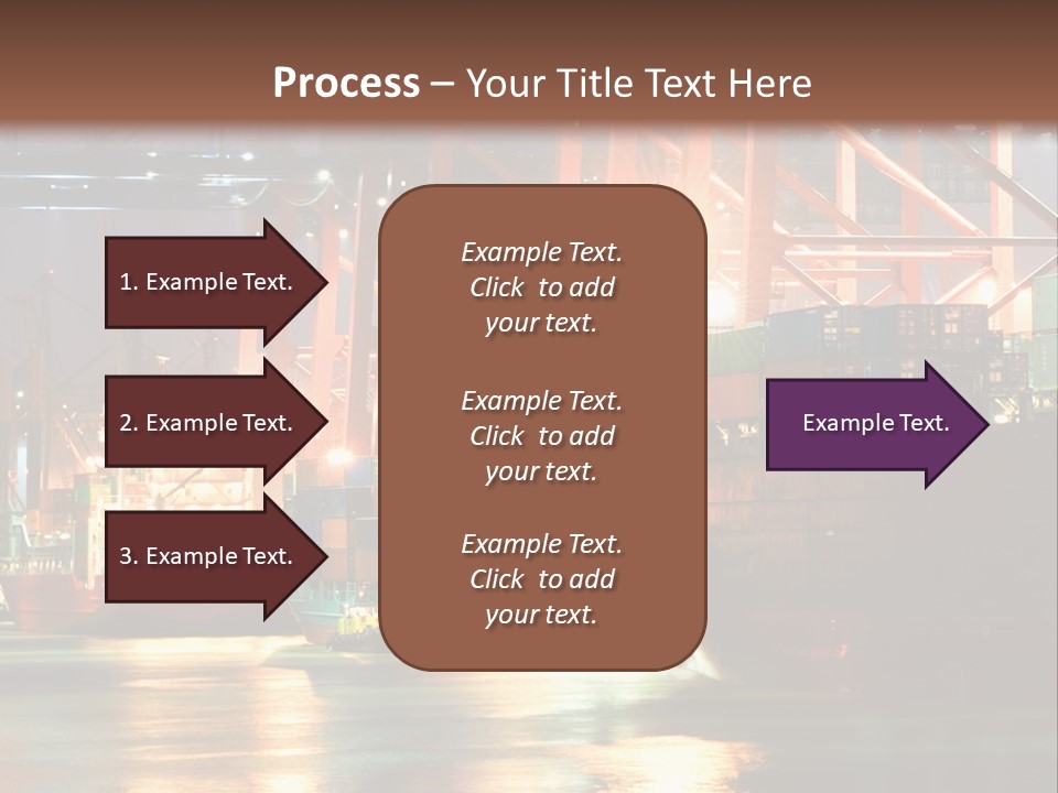 A Large Cargo Ship In A Harbor At Night PowerPoint Template