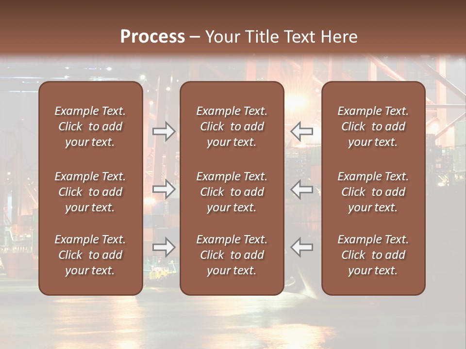 A Large Cargo Ship In A Harbor At Night PowerPoint Template