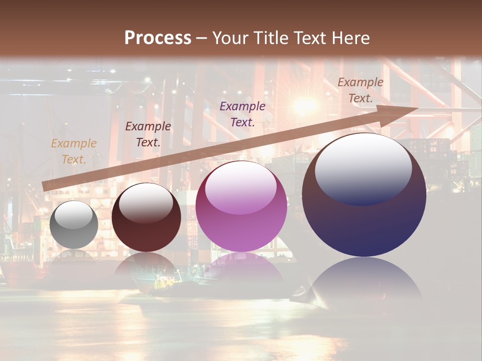 A Large Cargo Ship In A Harbor At Night PowerPoint Template