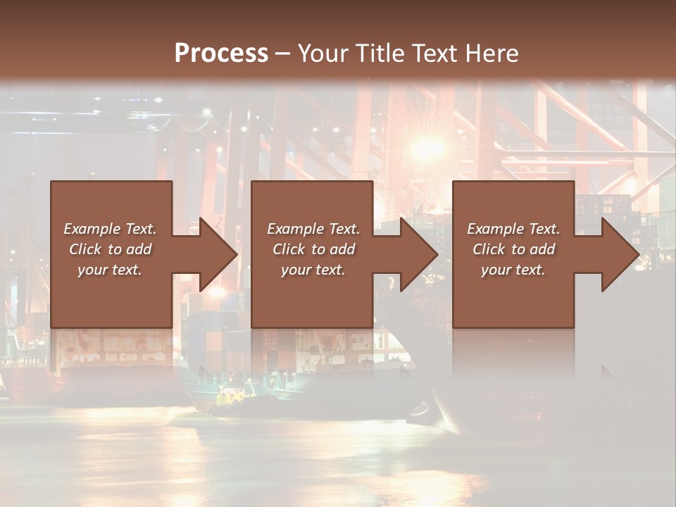 A Large Cargo Ship In A Harbor At Night PowerPoint Template