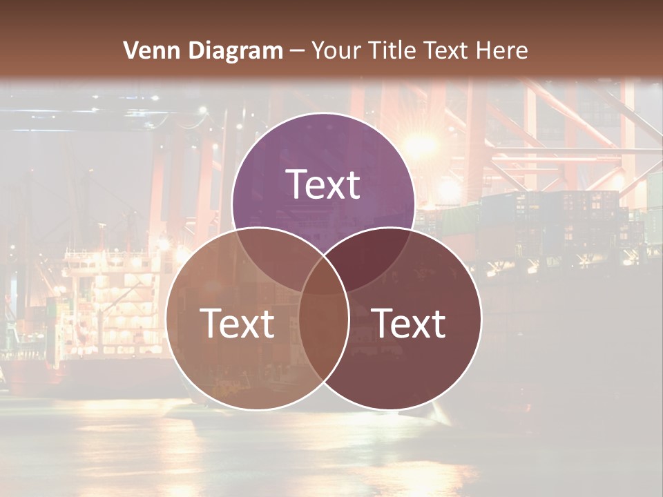 A Large Cargo Ship In A Harbor At Night PowerPoint Template