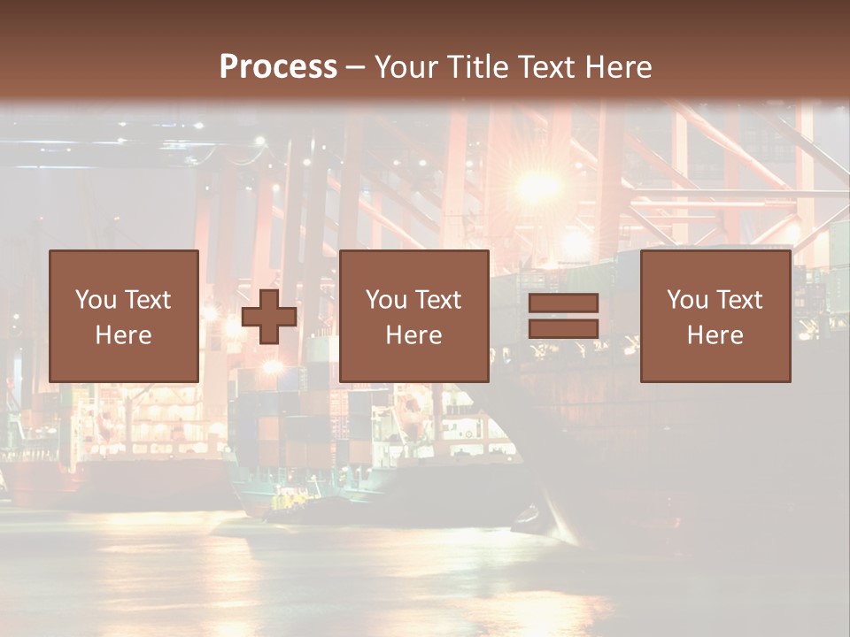 A Large Cargo Ship In A Harbor At Night PowerPoint Template