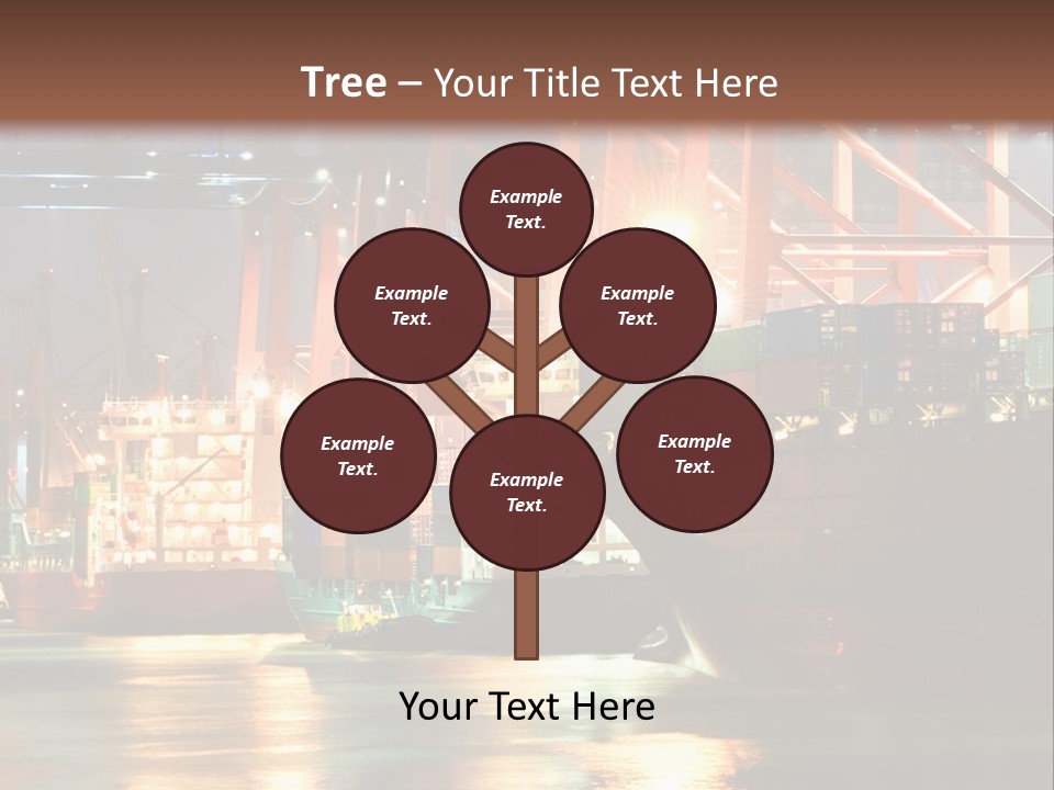 A Large Cargo Ship In A Harbor At Night PowerPoint Template