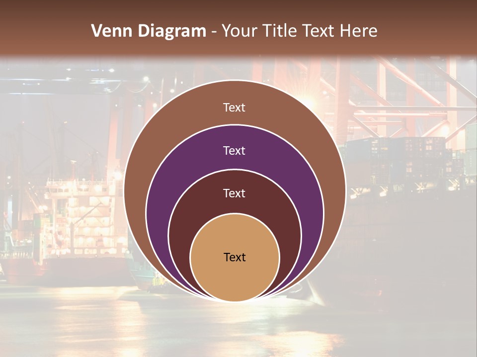 A Large Cargo Ship In A Harbor At Night PowerPoint Template