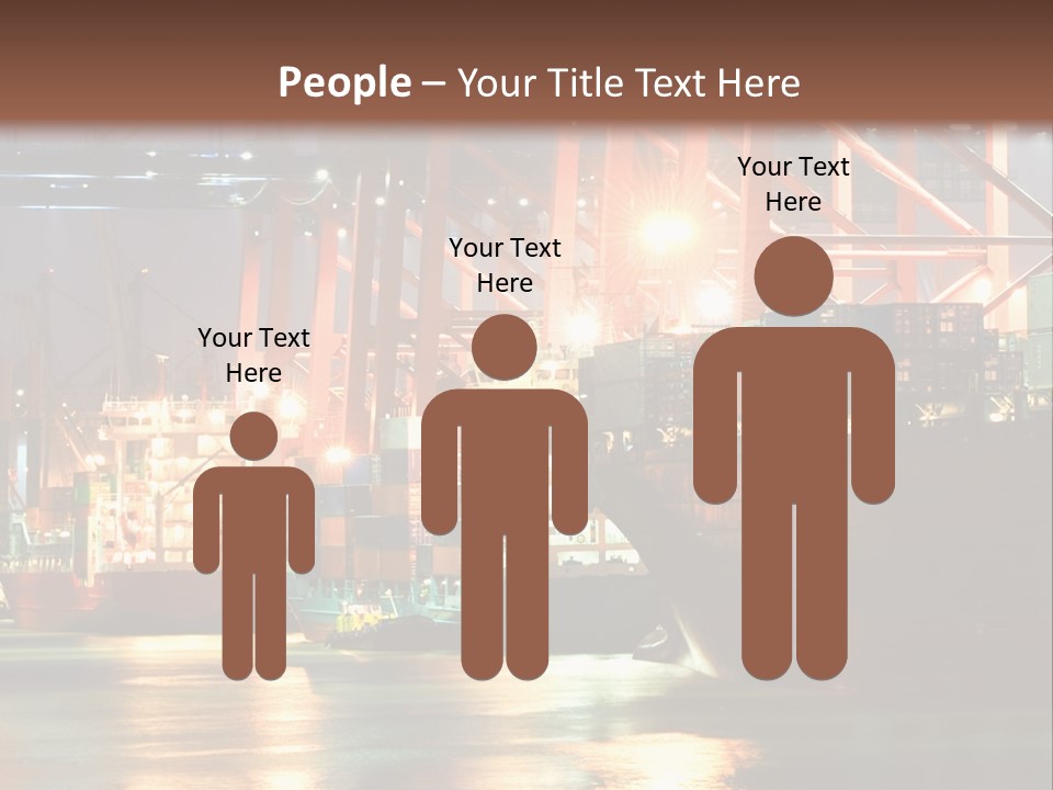 A Large Cargo Ship In A Harbor At Night PowerPoint Template