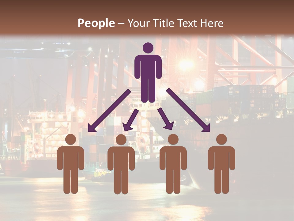 A Large Cargo Ship In A Harbor At Night PowerPoint Template