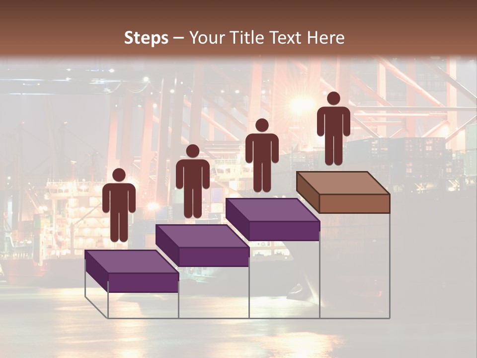 A Large Cargo Ship In A Harbor At Night PowerPoint Template