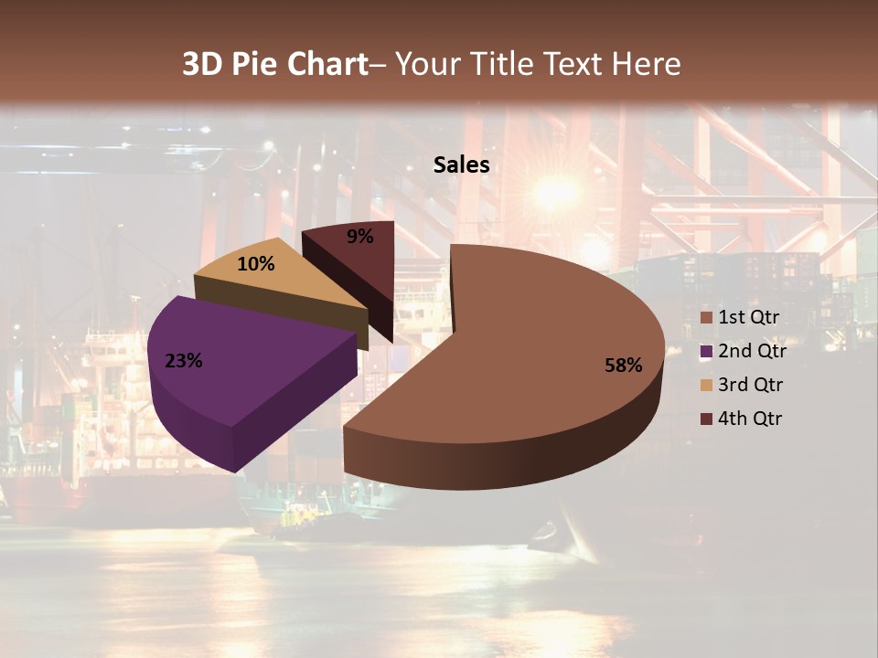 A Large Cargo Ship In A Harbor At Night PowerPoint Template