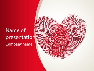 A Heart Shaped Fingerprint On A Red And White Background PowerPoint Template