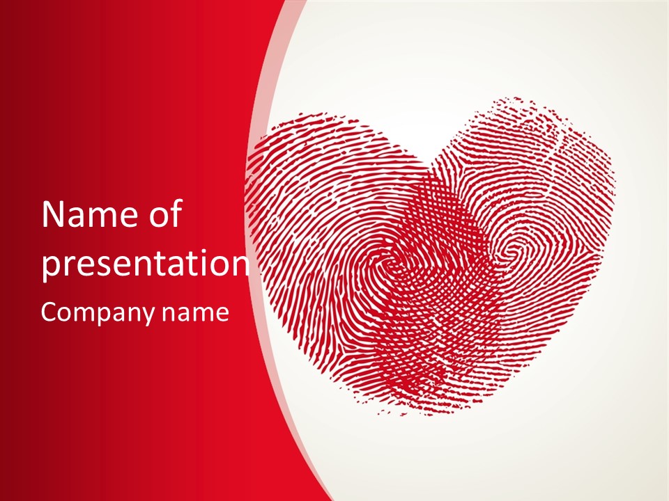 A Heart Shaped Fingerprint On A Red And White Background PowerPoint Template