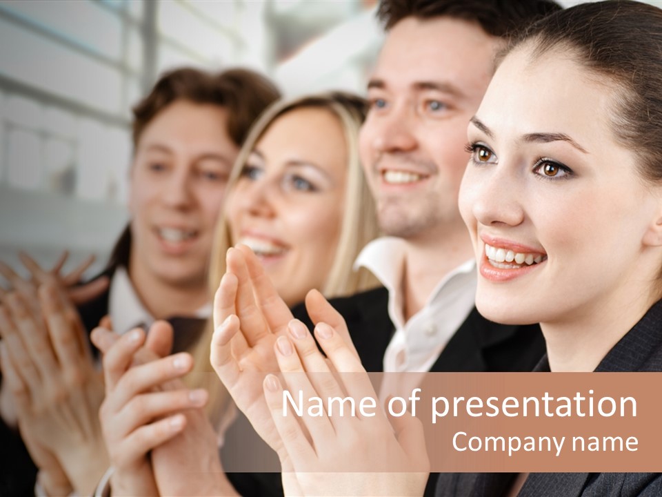 A Group Of Business People Applauding For A Presentation PowerPoint Template