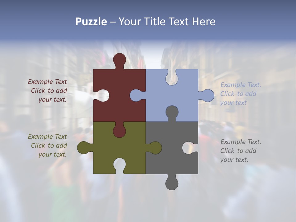 A Large Group Of People Walking Down A Street PowerPoint Template