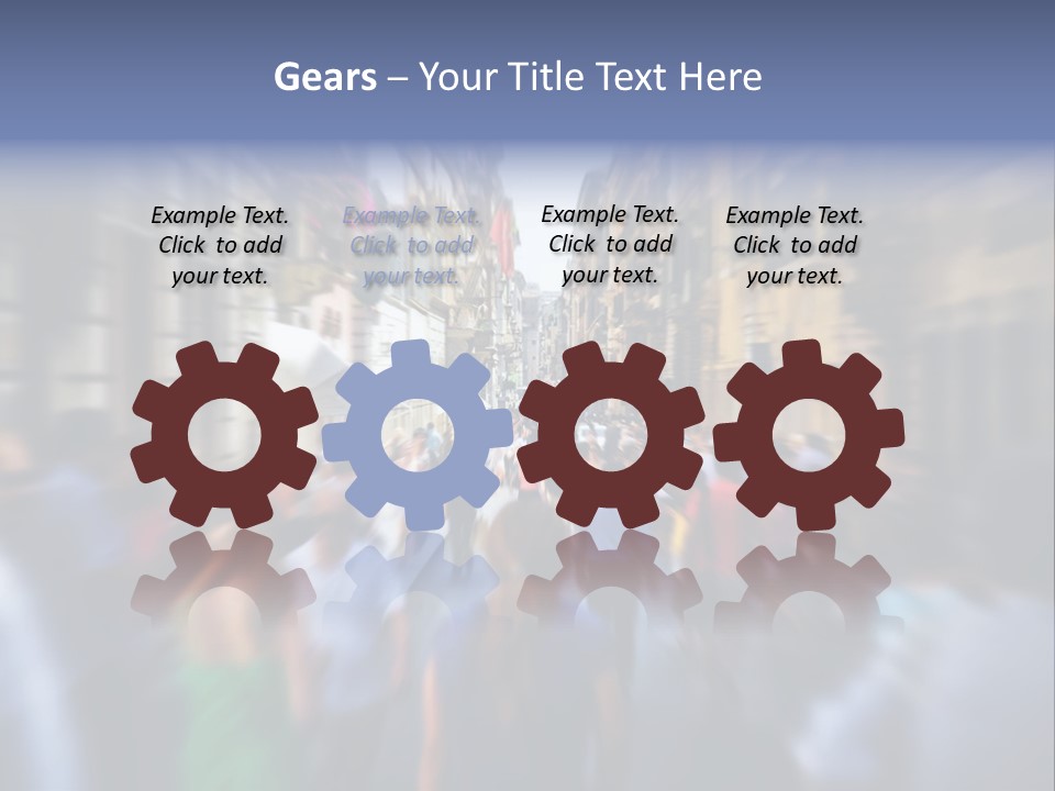 A Large Group Of People Walking Down A Street PowerPoint Template