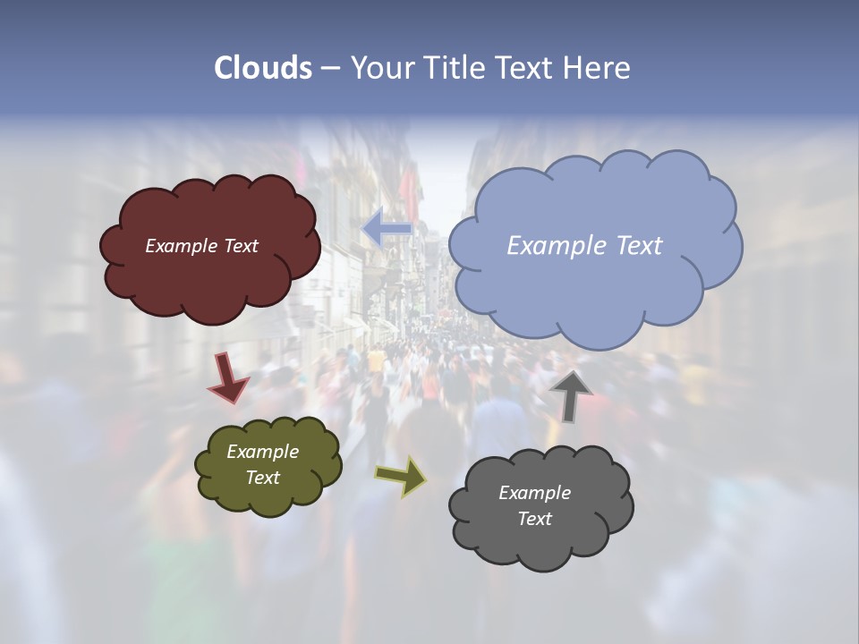 A Large Group Of People Walking Down A Street PowerPoint Template