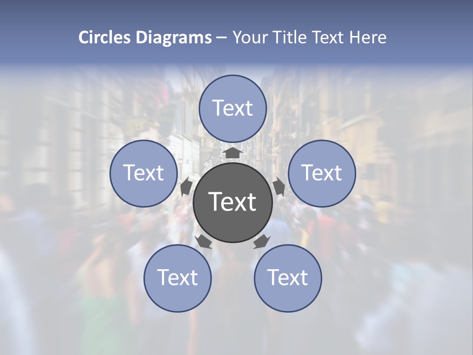 A Large Group Of People Walking Down A Street PowerPoint Template