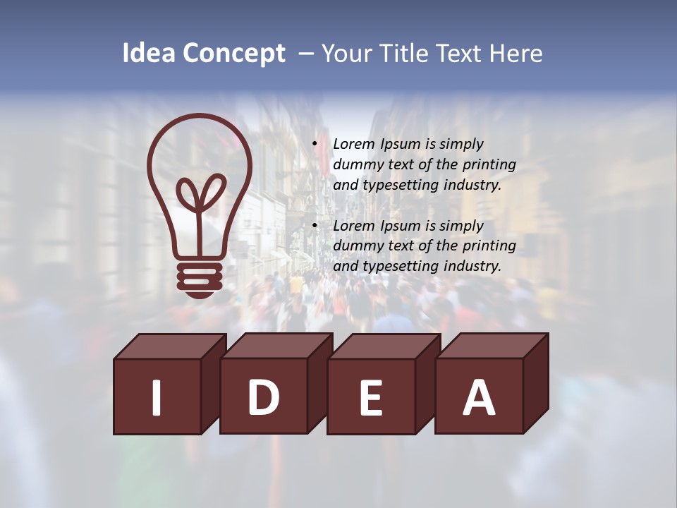 A Large Group Of People Walking Down A Street PowerPoint Template