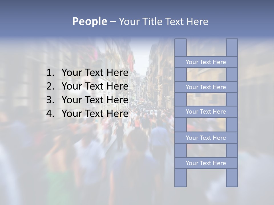 A Large Group Of People Walking Down A Street PowerPoint Template