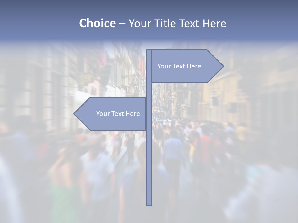 A Large Group Of People Walking Down A Street PowerPoint Template