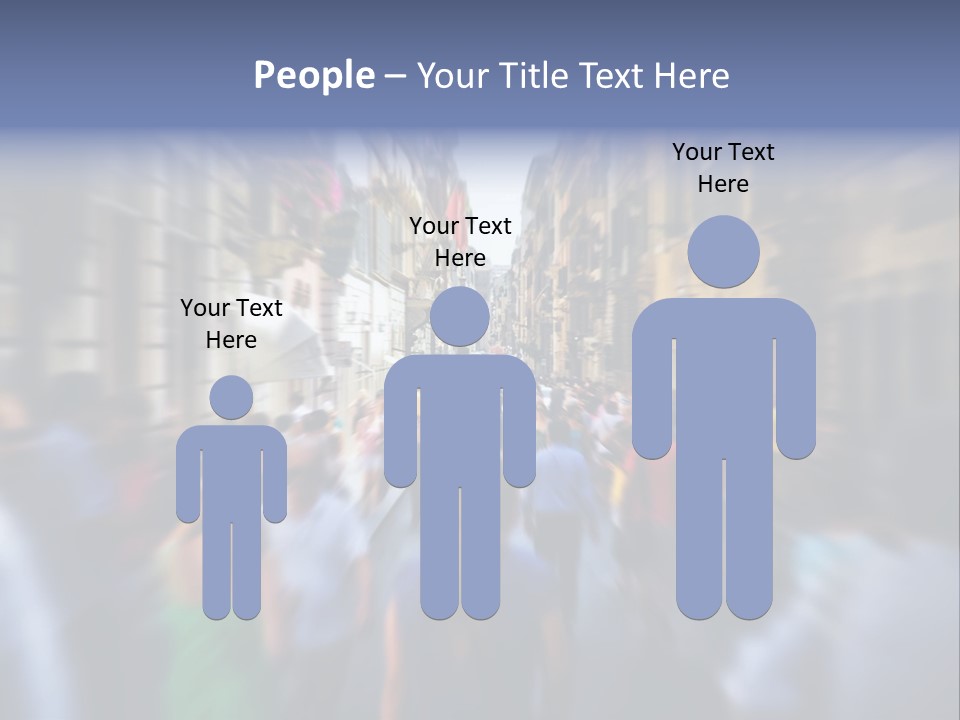 A Large Group Of People Walking Down A Street PowerPoint Template