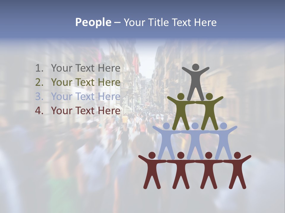A Large Group Of People Walking Down A Street PowerPoint Template