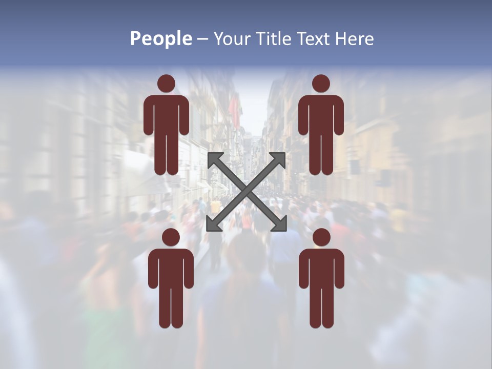 A Large Group Of People Walking Down A Street PowerPoint Template