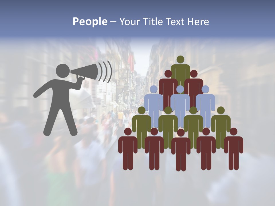 A Large Group Of People Walking Down A Street PowerPoint Template