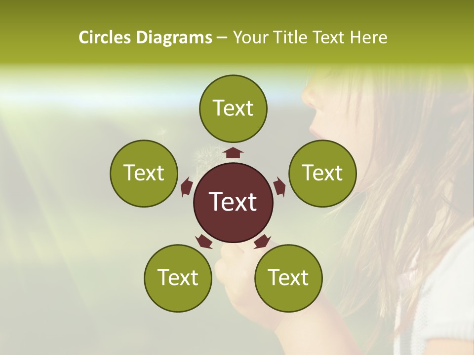 A Little Girl Blowing A Dandelion On A Sunny Day PowerPoint Template