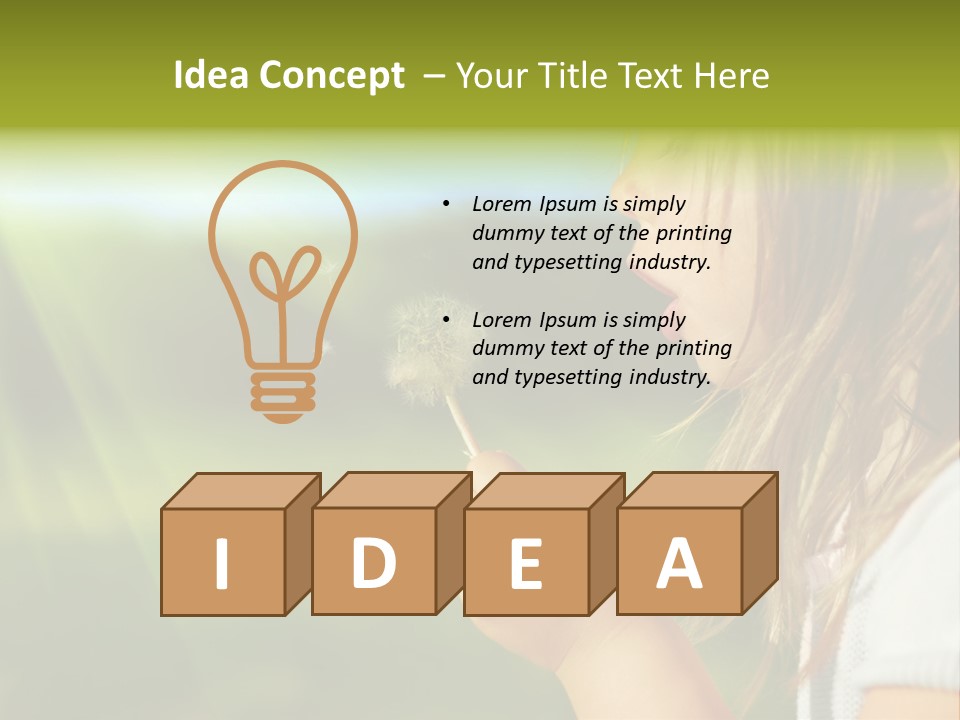 A Little Girl Blowing A Dandelion On A Sunny Day PowerPoint Template