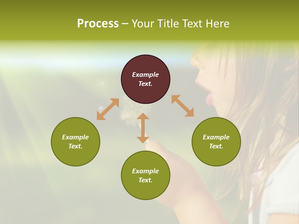 A Little Girl Blowing A Dandelion On A Sunny Day PowerPoint Template