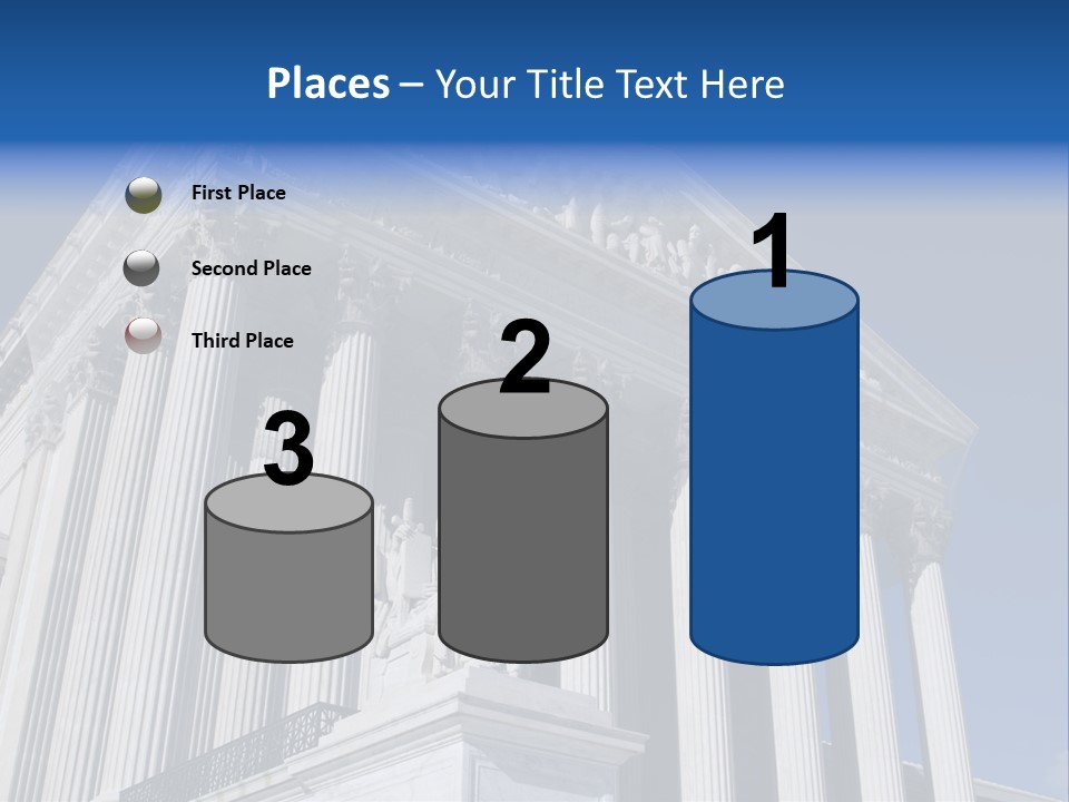 A Large Building With Columns And Statues On It PowerPoint Template