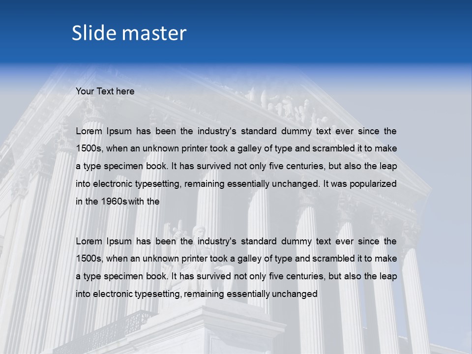 A Large Building With Columns And Statues On It PowerPoint Template