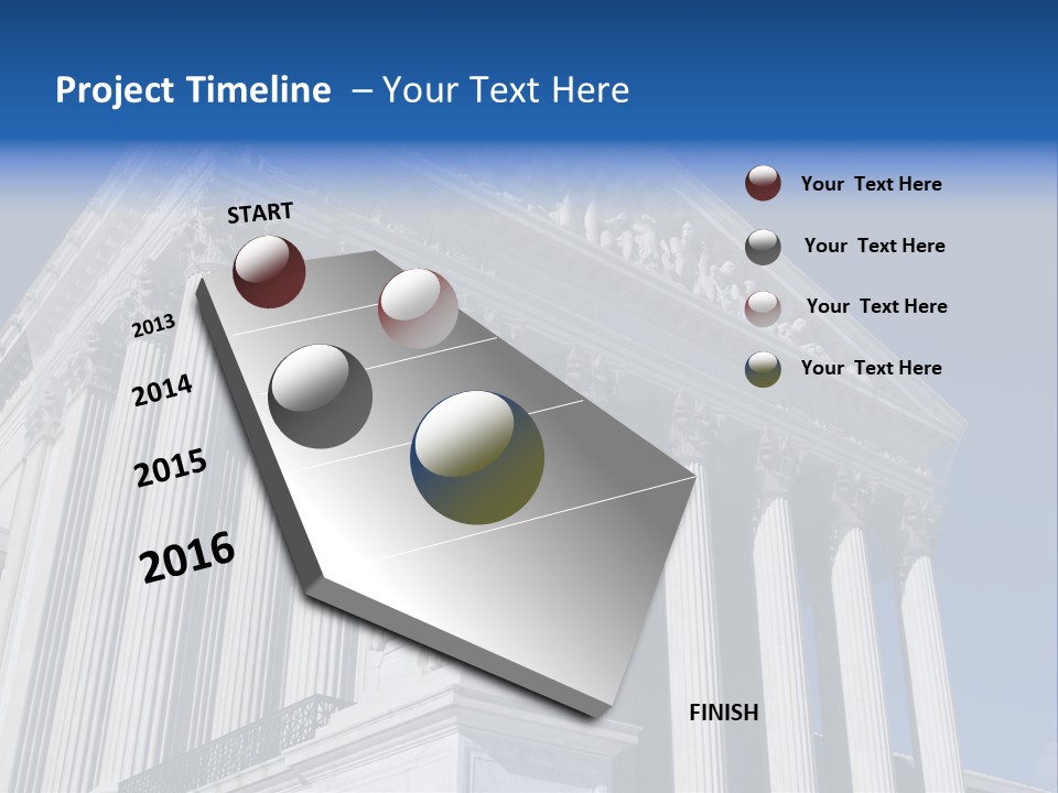 A Large Building With Columns And Statues On It PowerPoint Template