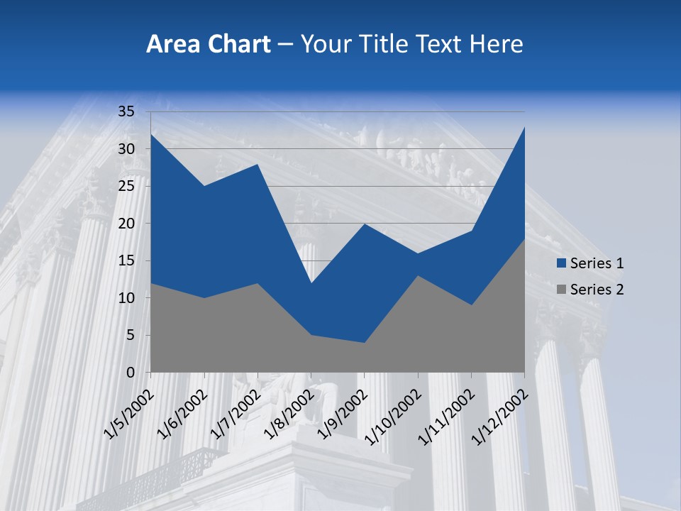 A Large Building With Columns And Statues On It PowerPoint Template