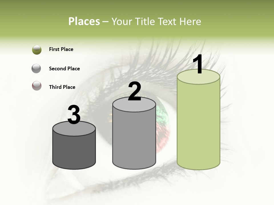 A Close Up Of A Person's Eye With A Rainbow Colored Iris PowerPoint Template