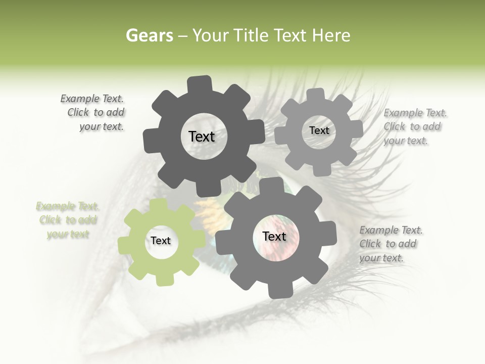 A Close Up Of A Person's Eye With A Rainbow Colored Iris PowerPoint Template