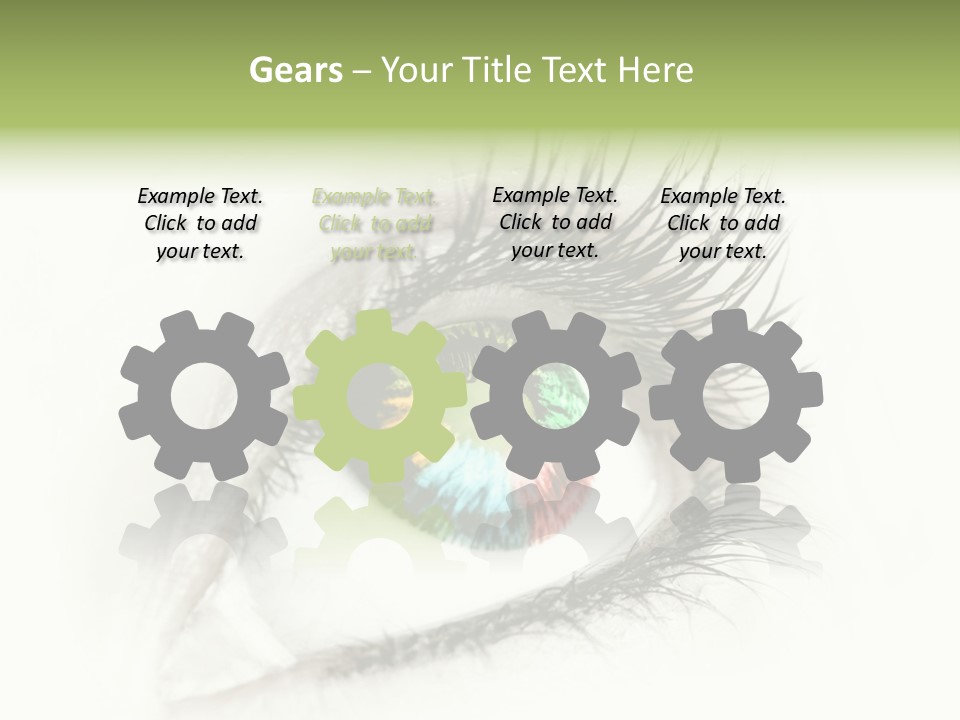 A Close Up Of A Person's Eye With A Rainbow Colored Iris PowerPoint Template