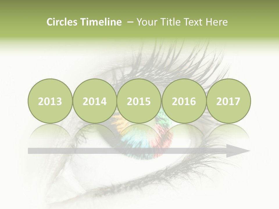 A Close Up Of A Person's Eye With A Rainbow Colored Iris PowerPoint Template