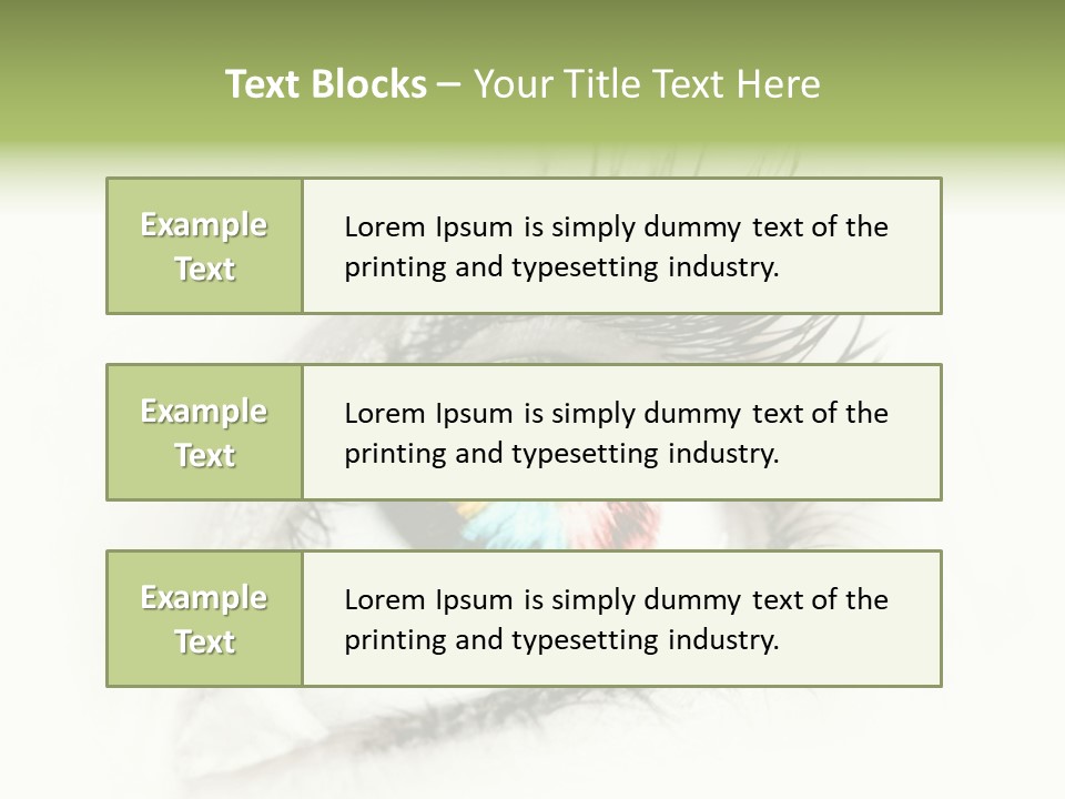 A Close Up Of A Person's Eye With A Rainbow Colored Iris PowerPoint Template