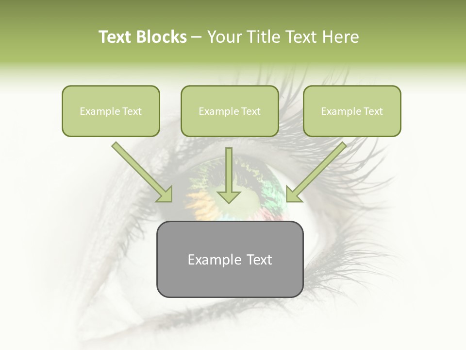 A Close Up Of A Person's Eye With A Rainbow Colored Iris PowerPoint Template