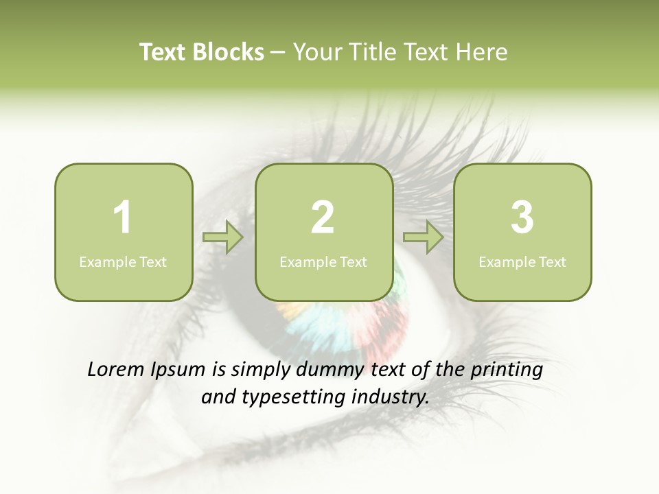 A Close Up Of A Person's Eye With A Rainbow Colored Iris PowerPoint Template