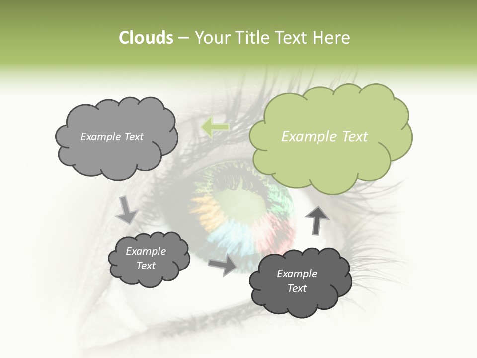 A Close Up Of A Person's Eye With A Rainbow Colored Iris PowerPoint Template