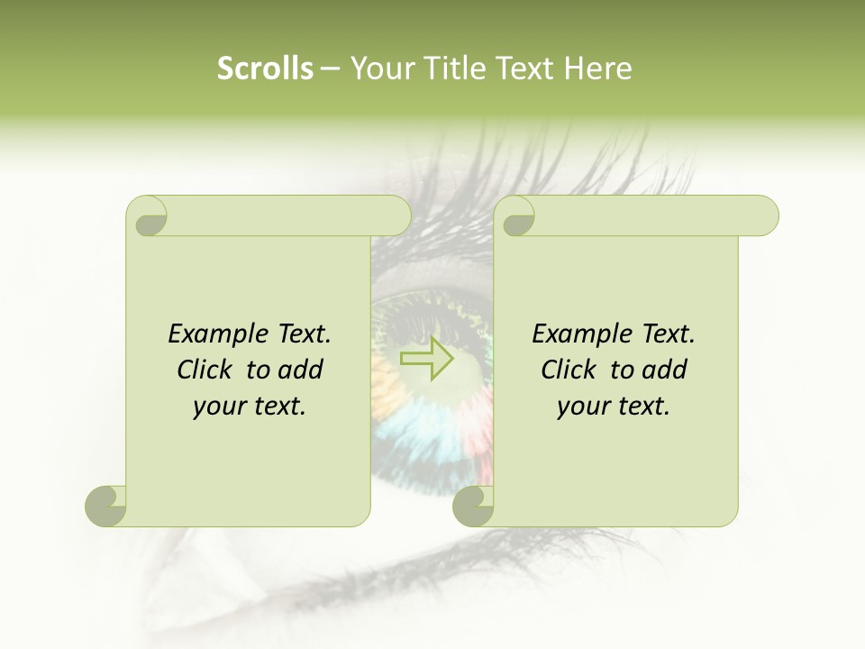 A Close Up Of A Person's Eye With A Rainbow Colored Iris PowerPoint Template