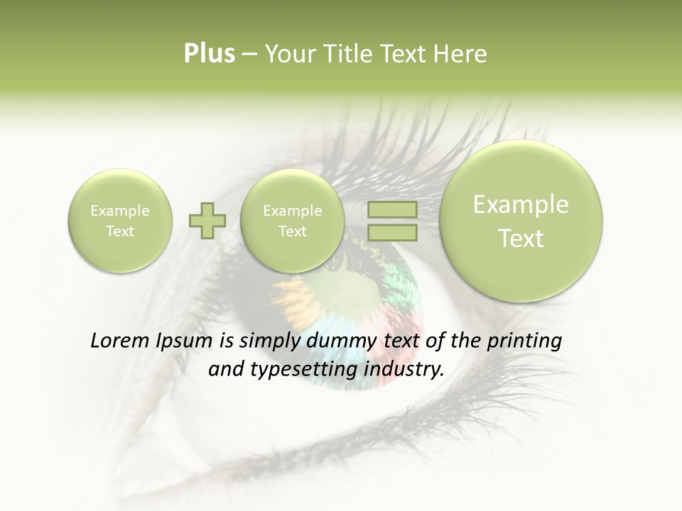 A Close Up Of A Person's Eye With A Rainbow Colored Iris PowerPoint Template