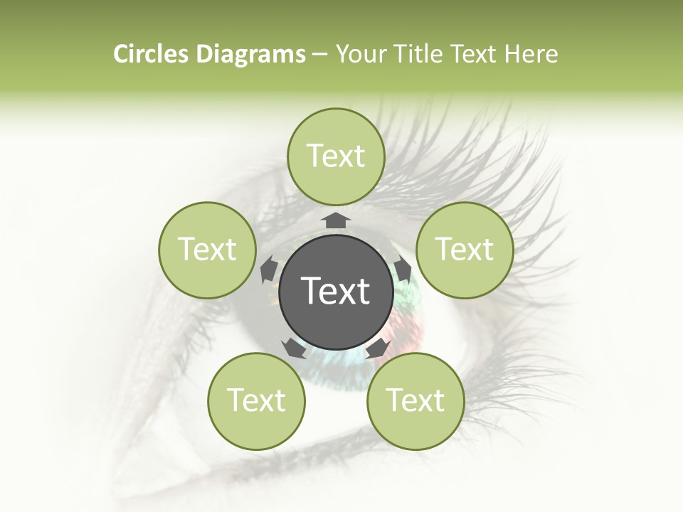 A Close Up Of A Person's Eye With A Rainbow Colored Iris PowerPoint Template