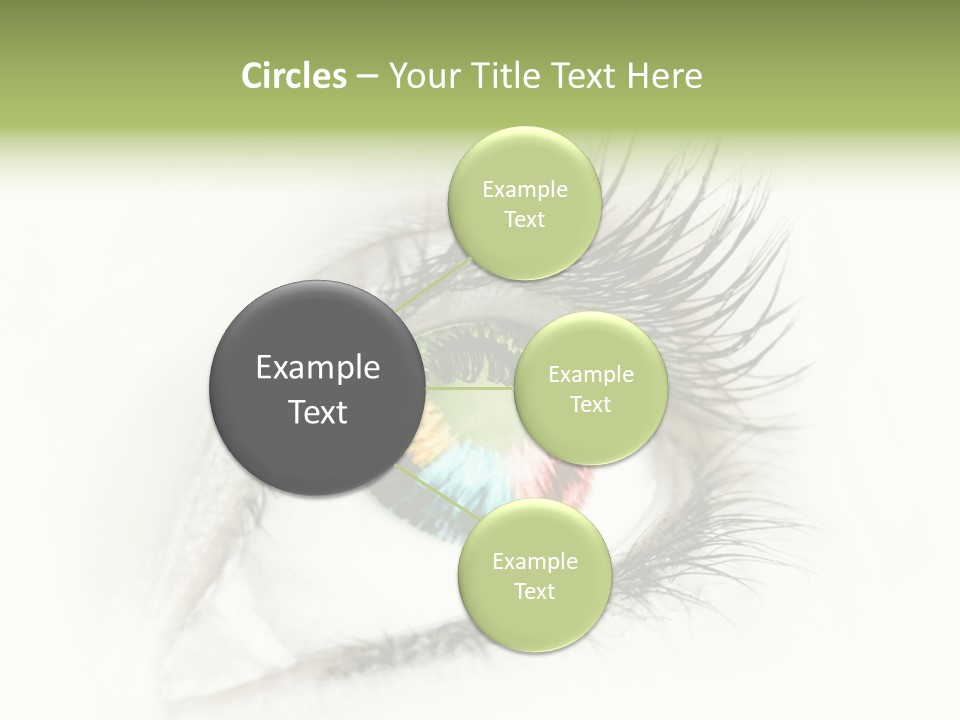 A Close Up Of A Person's Eye With A Rainbow Colored Iris PowerPoint Template