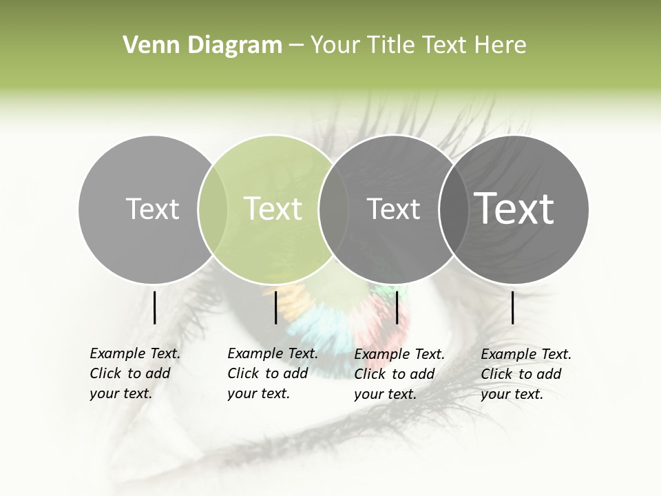 A Close Up Of A Person's Eye With A Rainbow Colored Iris PowerPoint Template