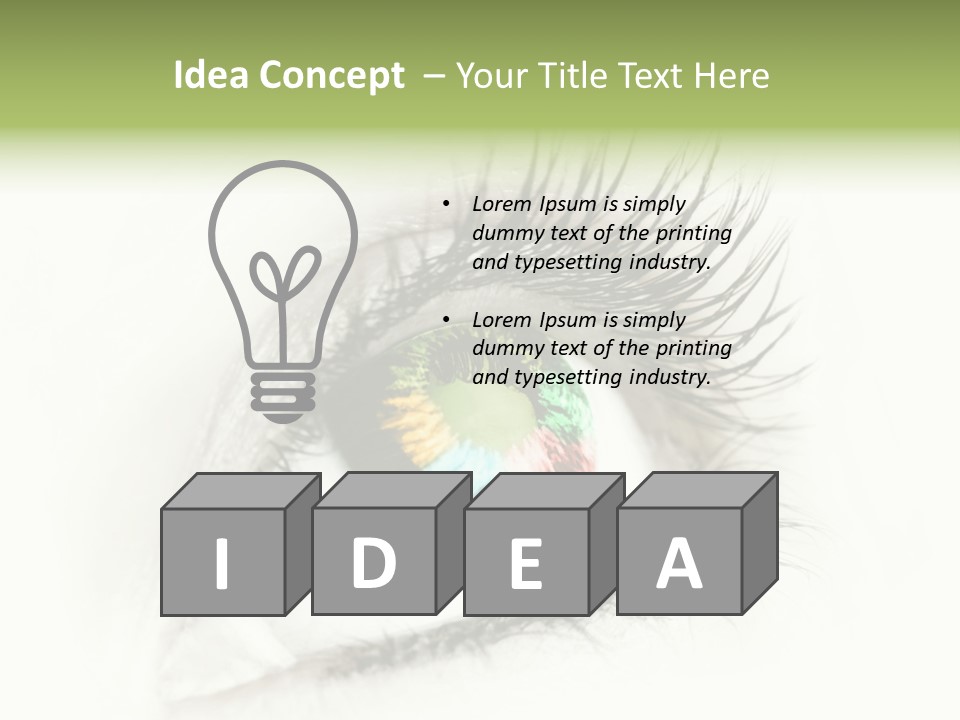 A Close Up Of A Person's Eye With A Rainbow Colored Iris PowerPoint Template