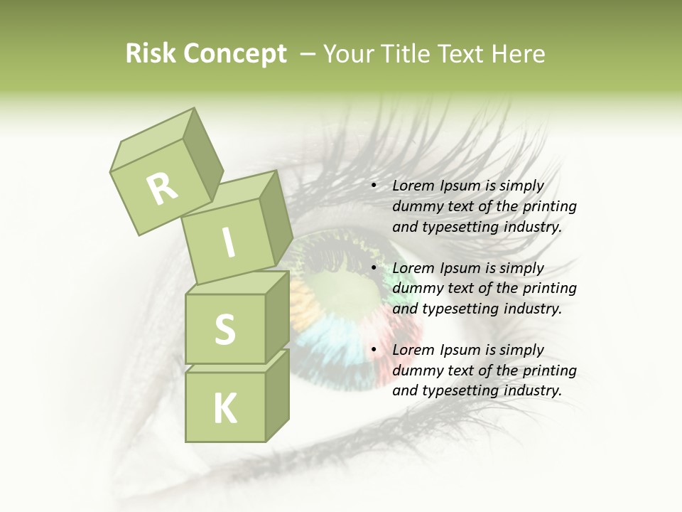 A Close Up Of A Person's Eye With A Rainbow Colored Iris PowerPoint Template