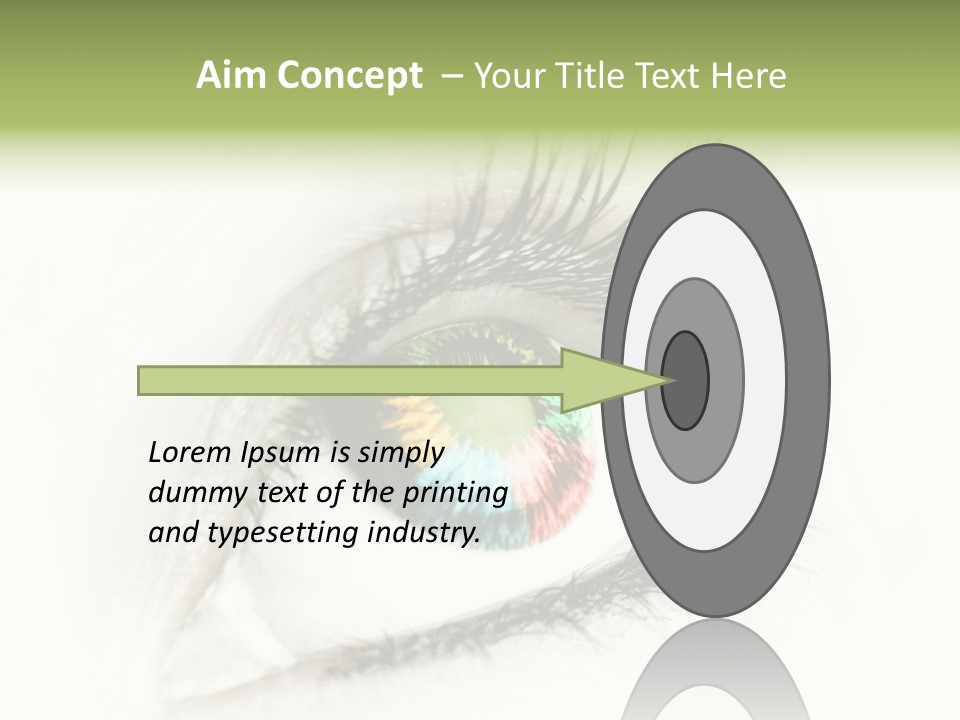 A Close Up Of A Person's Eye With A Rainbow Colored Iris PowerPoint Template