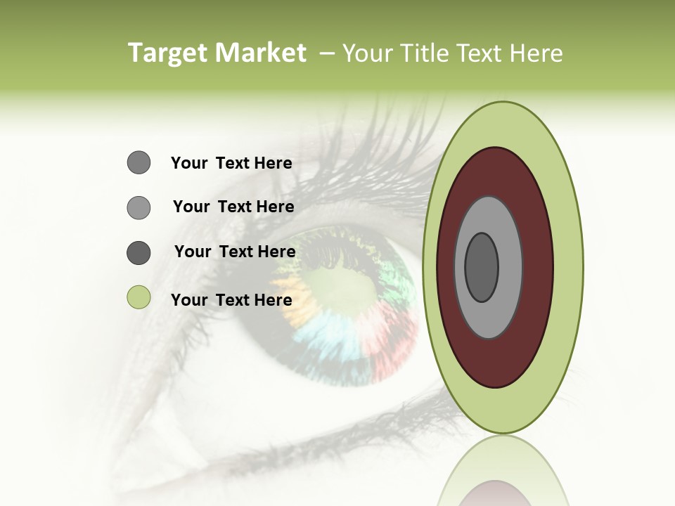 A Close Up Of A Person's Eye With A Rainbow Colored Iris PowerPoint Template